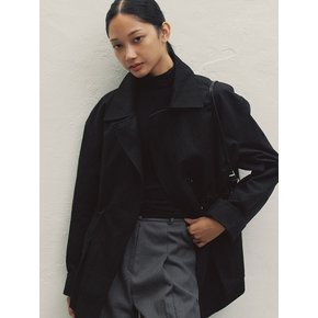 OVERSIZED-FIT STRING TRENCH JUMPER BLACK MBDFJP001BK