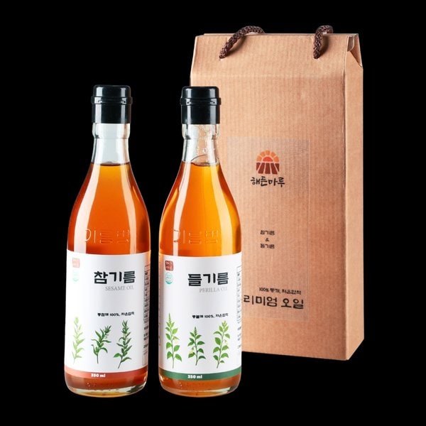 저온압착 참기름350ml+들기름350ml 선물세트
