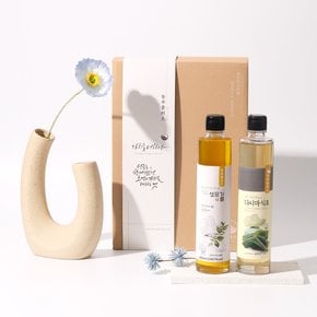 국산 냉압착 생들기름 저온착유 들기름 발효식초 300ml 2병 선물세트 (교차선택가능)