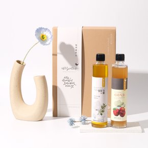 국산 냉압착 생들기름 저온착유 들기름 발효식초 300ml 2병 선물세트 (교차선택가능)