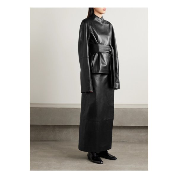 케이트 퀸 랩 이펙트 가죽 맥시 스커트 블랙 46376663162859174