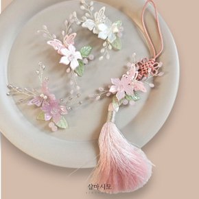 한복 소품 복숭아꽃 머리핀