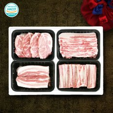 [명절 후 배송][냉장/냉동] [국내산 한돈선물세트] 국내산 한돈(韓豚) VIP 3호 2.4kg (삼겹살600g+목살600g+삼겹수육600g+찜갈비600g)