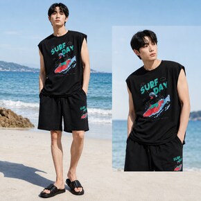 WML 빅사이즈 서프데이 아이스스트레치 나시 하프팬츠