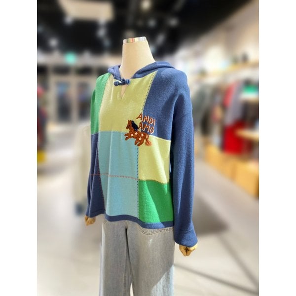 [여주점] 컬러 체크 후드 니트 (BAKP11511)