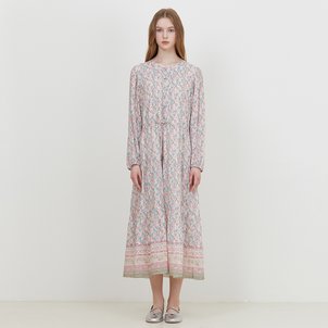 써스데이아일랜드 보더 믹스 라운드 넥 원피스 (T252MOP137W)