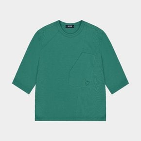 사선절개 하트자수 7부소매 라운드티셔츠 CXS24MKRT309 GRN