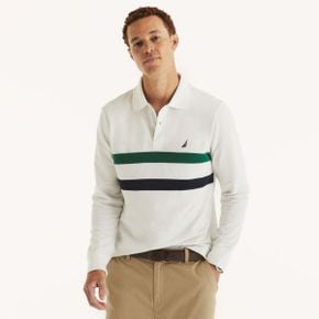 5336722 Nautica Mens Classic Fit Long-Sleeve Striped Polo