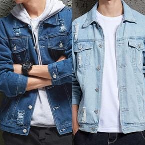 남자 진 라이트블루 진청 캐주얼핏 후디 청자켓