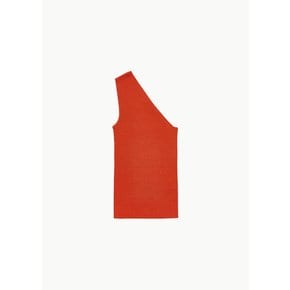 크리스타세아 24SS RIBBED SILK ASYMMETRICAL TOP IN ORANGE