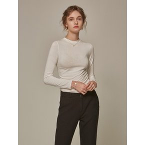 SLIM ROUND LONG T-SHIRTS_BEIGE