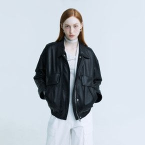 DEFILE Italian Lambskin Leather Bomber Jacket_Black