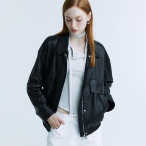 DEFILE Italian Lambskin Leather Bomber Jacket_Black