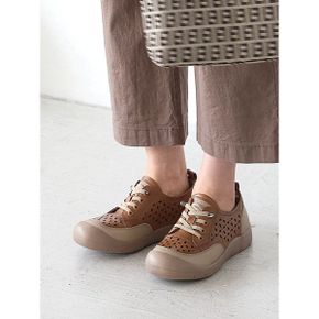 A42457 둥근코 가죽 펀칭 밴딩 스니커즈 할머니신발_P424646394