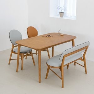 헤닝 오드리 원목 식탁 식탁세트 4인용 벤치형(1400식탁+벤치1개+의자2개)