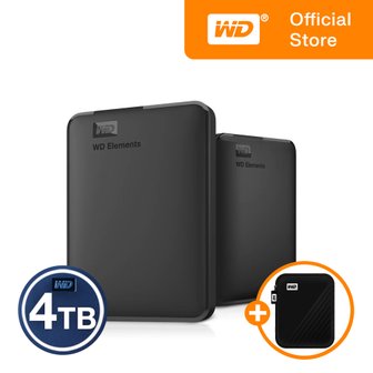 웨스턴디지털 [WD공식스토어/파우치증정/우체국택배] WD NEW Elements Portable 4TB 외장하드