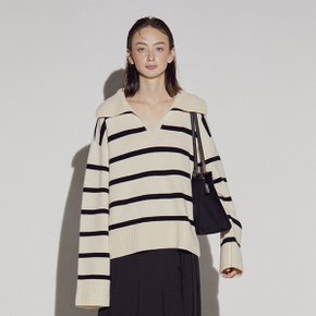 Big Collar Stripe Knit Top Ivory (0JSN3KT40101F)[정가:289,800원]