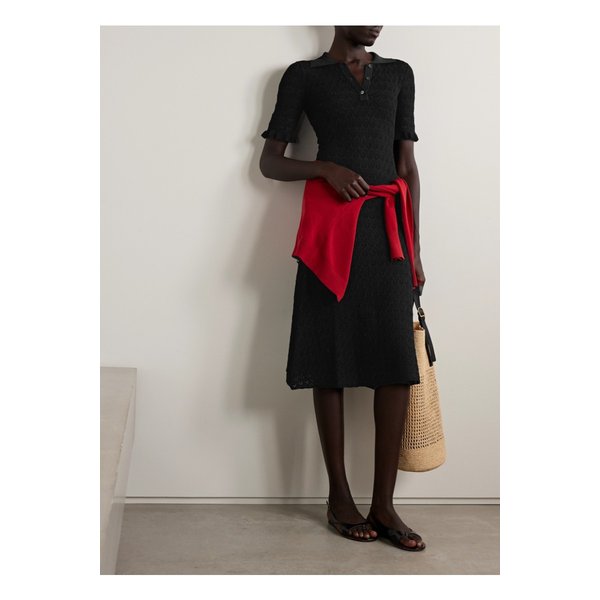 루 포인텔 니트 미디 드레스 블랙 46376663162873840