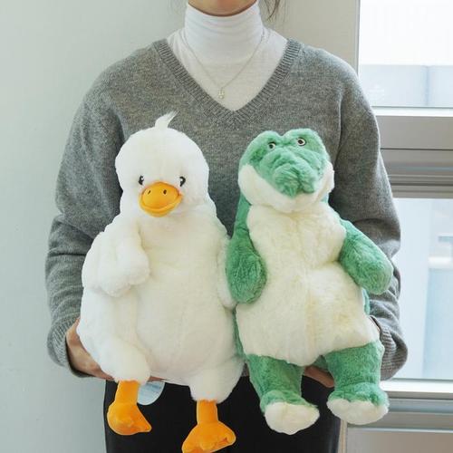 털찐 대형 오리 악어 인형 쿠션 [안고자는 수면 귀여운 털 애착 동물 봉제 말랑 하찮은 바디필로우 선물](1)