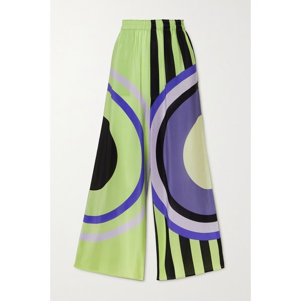 Lisbon Printed Silk Pants 나뭇잎 그린
