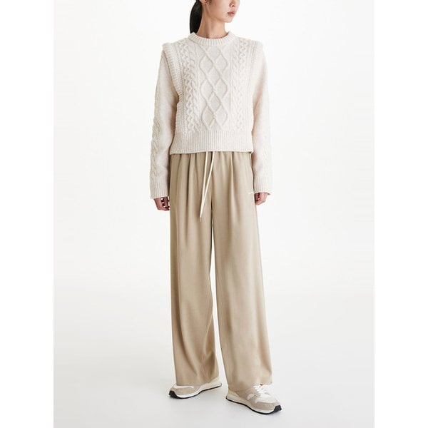 자수 로고 스트링 밴딩 팬츠_베이지 7214430106