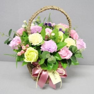 바보사랑 비누장미카네이션꽃바구니30-핑크
