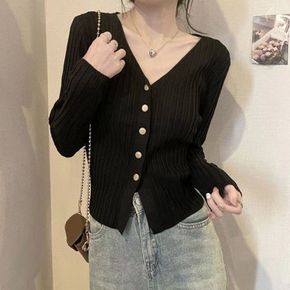 여자옷코디 여자 필수템 골지 봄 간절기 가을 가디건 V슬림 긴팔