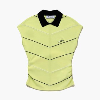 르꼬끄골프 [여주점] 여성 라인 배색 슬리브리스 카라 스웨터 GQ122LKP34  LIME