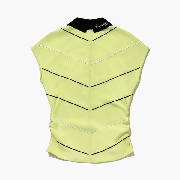 [여주점] 여성 라인 배색 슬리브리스 카라 스웨터 GQ122LKP34  LIME