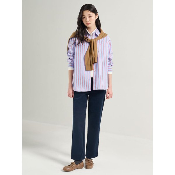 멀티 스트라이프 오버핏 셔츠  스카이 블루 (BF5864C13Q)