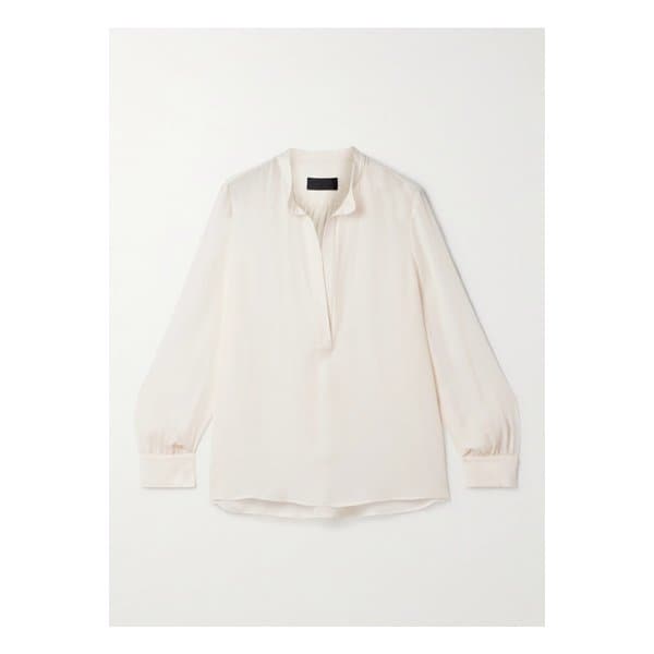 닐리 로탄 몬테인 실크 조젯 블라우스 아이보리 46376663162867357