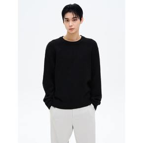 헤비게이지 라운드 니트  블랙 (425151LY45)