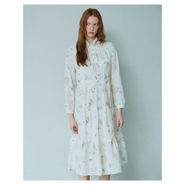 플라워 벨티드 카라 롱 원피스-L1H11WOP800