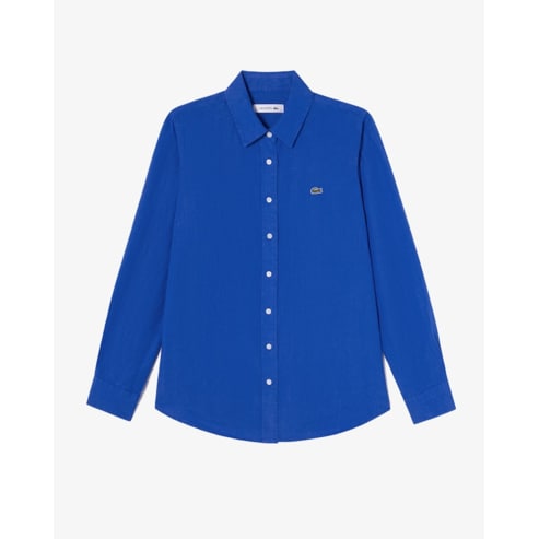 라코스테 (라코스테제습제증정)(여성) 25SS 베이직 린넨셔츠 CF905E-55G 3D3 (로얄블루)