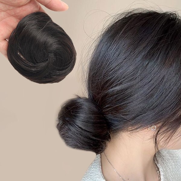 [언니네 가발] 똥머리 집게핀 가발(생머리) (내추럴블랙)