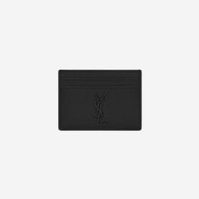 그랑 드 뿌드르 엠보스드 레더 카산드라 카드 케이스 블랙 Saint Laurent Cassandre Card