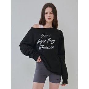 Super lazy off shoulder Long Sleeve t-shirt (Black)