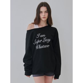 Super lazy off shoulder Long Sleeve t-shirt (Black)