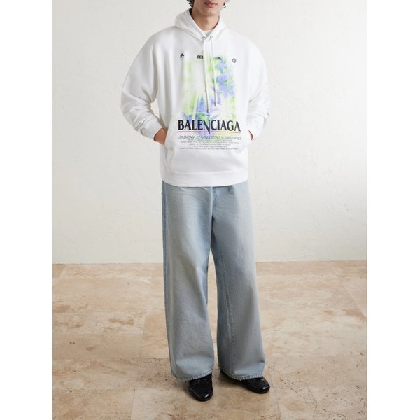 오버사이즈 프린트 코튼 저지 후드 티셔츠 46376663163094747