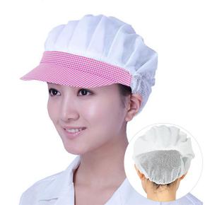 핑크체크 반망사 주방 위생모자