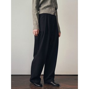 Balloon pintuck wool slacks - black