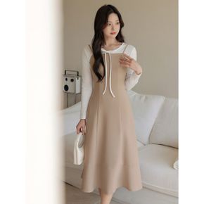 XXL까지 에리본 슬리브리스 플레어 원피스 가을 하객룩 오피스룩 데이트룩 격식.._P433451143