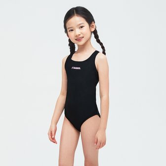 배럴 키즈 여아 에센셜 컬러배색 X백 원피스 수영복 블랙 (B4SKSWS301BLK)
