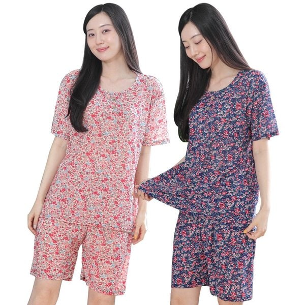 반팔 잠옷세트 파자마 이지웨어 여름반바지 플라워 홈웨어 까실이