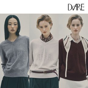 [런칭가 179,000원]디아레 화이트캐시100 엠보로고 브이넥