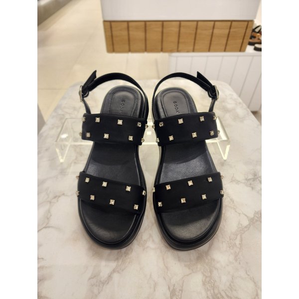 [여주점] 여성 3cm 큐빅 블랙 스트랩샌들 FLD506