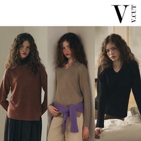 [최신상] 브이컷 26FW 가먼트다잉 브이넥 카라니트 3종