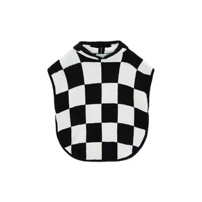 Checker Hooded Cape Towel Pancho_black