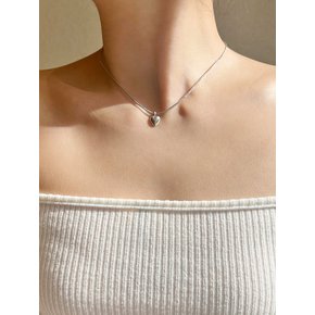 Silver Chubby Heart String Necklace