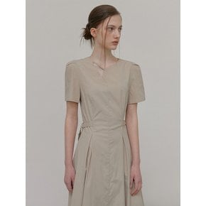 Neck Strap Belt Dress, Beige